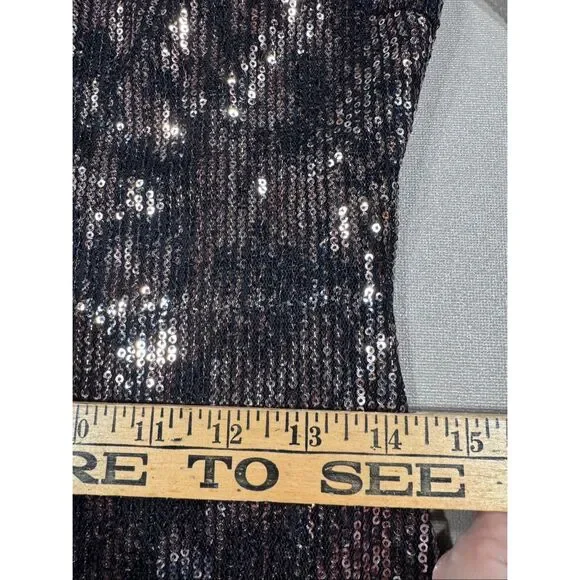 Guess Sequin Off Shoulder Bodycon Sheer Sleeve Dress - Picture 5 of 12